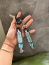 Handmade High Quality Key Chain Hand Tooled Leather Keychain Real Genuine Leather Turquoise Color Keyrings Fashionable Keychains
