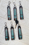 Handmade High Quality Key Chain Hand Tooled Leather Keychain Real Genuine Leather Turquoise Color Keyrings Fashionable Keychains