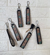 New High Quality Key Chain Hand Tooled Leather Car Keychain Real Genuine Leather Turquoise Color Keyrings Fashionable Keychains