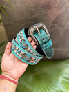 Hot Selling Custom Logo High Quality Hand Tooled Leather Beaded Belts Genuine Leather Luxury Designer Pin Buckle Belts