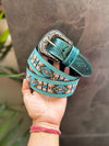 Hot Selling Custom Logo High Quality Hand Tooled Leather Beaded Belts Genuine Leather Luxury Designer Pin Buckle Belts