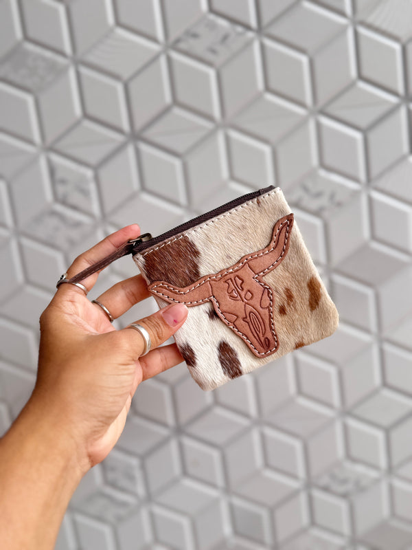 Hair on Hide Leather Coin Purse Designer Wallet Card Holders Genuine Cowhide Leather Mini Pouch