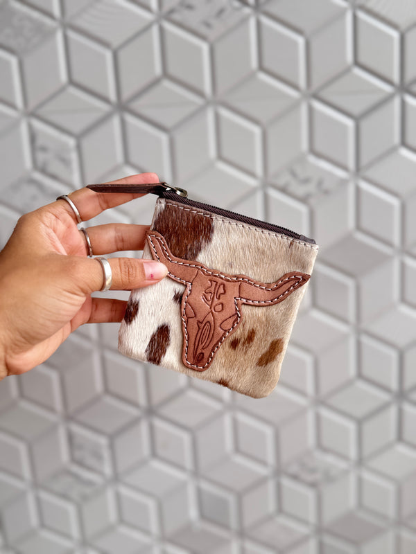 Hair on Hide Leather Coin Purse Designer Wallet Card Holders Genuine Cowhide Leather Mini Pouch
