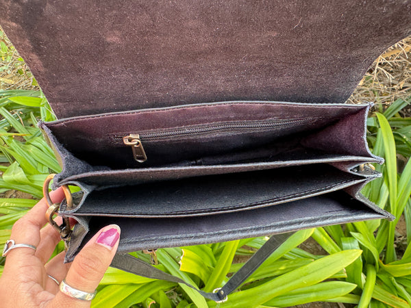 Real Cowhide Genuine Leather Handbag Cross-body Sling Bag