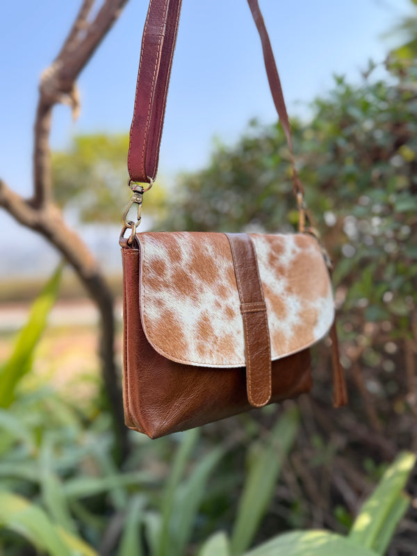 High Quality Hair on Hide Fur Leather Handbag Cross body Sling Bag Stylish Shoulder Sling Bag for Women