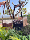 Suede Leather Fringe Handbag Hair on Hide Leather Sling Bag