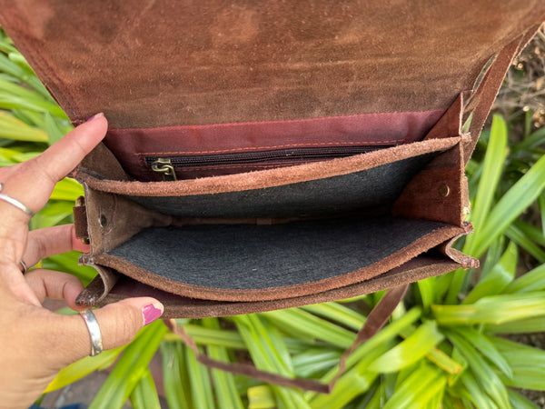 Suede Leather Fringe Handbag Hair on Hide Leather Sling Bag