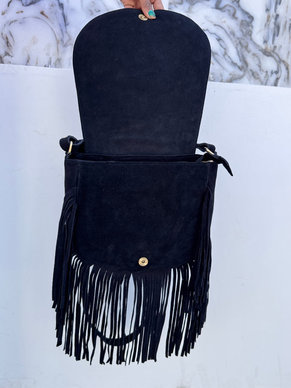 Real Cowhide Fur Leather Fringe Handbags Stylish Leather Sling Bag Bohemian Bags Gypsy Vintage Bag