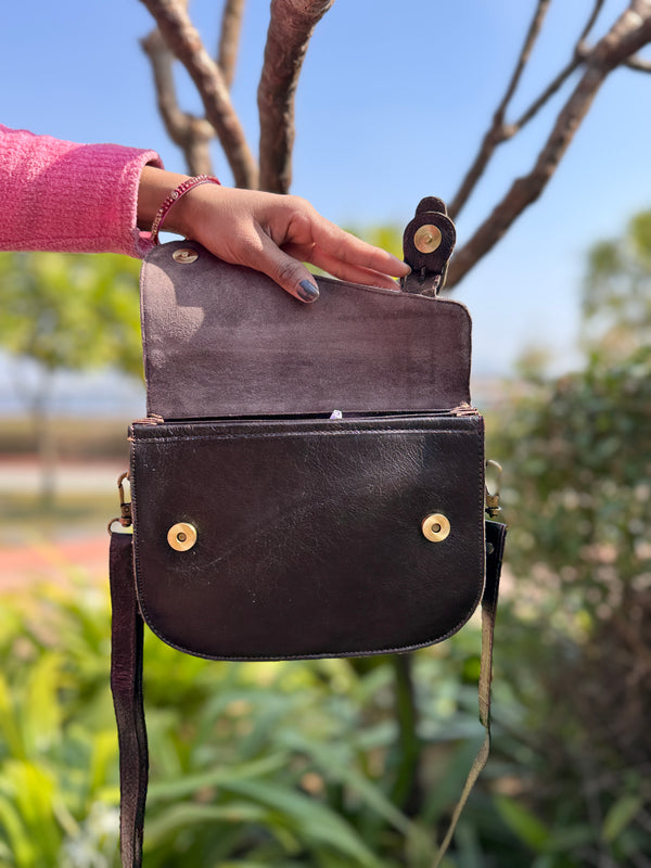 Cowhide Fur Leather Sling Purse Women Handbags Mini Size Sling Purse