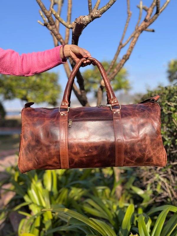 Crunch Leather Luggage Bags Unique Handmade Bag Unisex Travel Bag Big SizeFashionable Duffel Bag