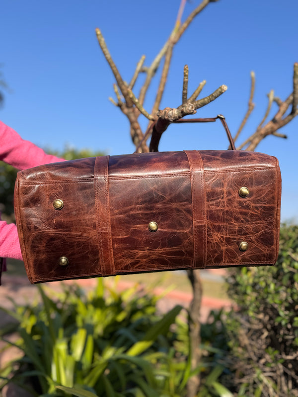 Crunch Leather Luggage Bags Unique Handmade Bag Unisex Travel Bag Big SizeFashionable Duffel Bag