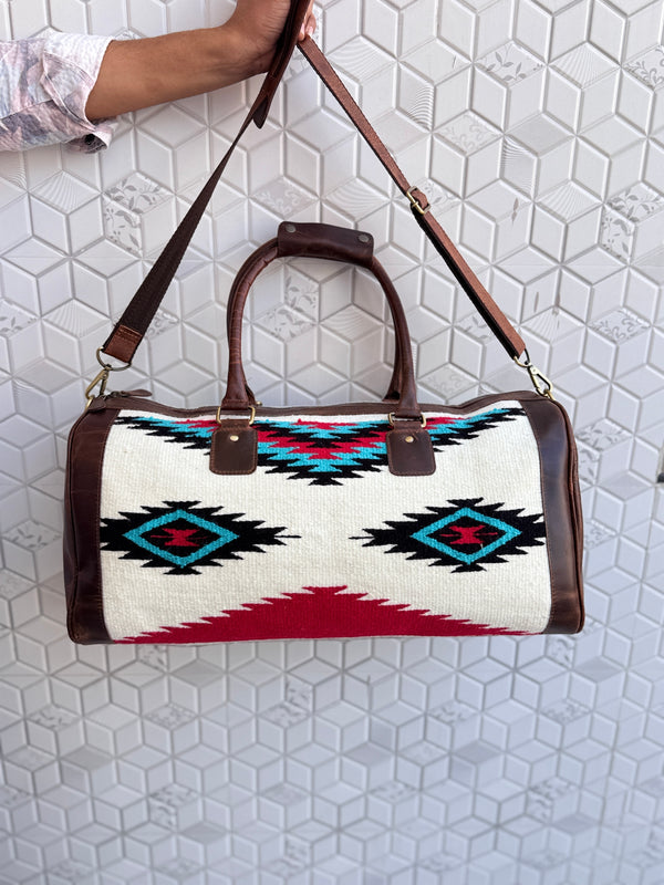 New Arrival Vintage Style Aztec Tooled Leather Duffel Bags Genuine Leather Large Travel Bags (Copy)