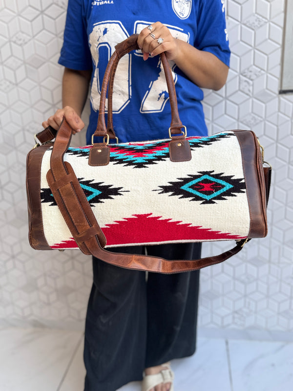 New Arrival Vintage Style Aztec Tooled Leather Duffel Bags Genuine Leather Large Travel Bags (Copy)