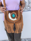 Cowhide Fur Leather Handbag Sling Bag Bohemian Fringe Bags Stylish Purse