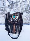 Cowhide Fur Leather Handbag Sling Bag Bohemian Fringe Bags Stylish Purse
