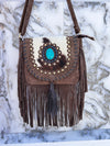 Cowhide Fur Leather Handbag Sling Bag Bohemian Fringe Bags Stylish Purse