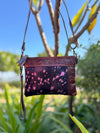 Cowhide Metallic Leather Handbag Carving Hand Tooled Leather Handmade Tassel Boho Sling Bag