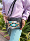 Aztec Saddle Blanket Leather Sling Handbag Hand Tooled Leather Women Use Purse
