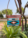 Aztec Saddle Blanket Leather Sling Handbag Hand Tooled Leather Women Use Purse