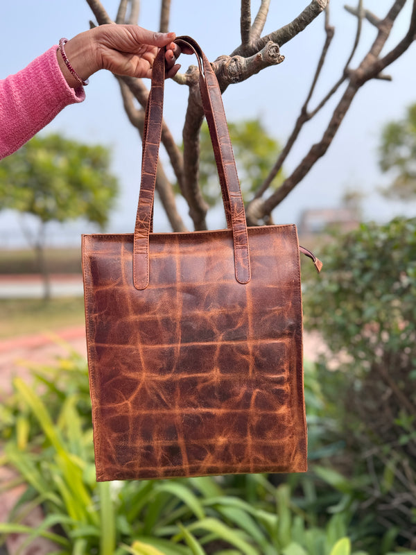 Crunch Leather Handbag Women Leather Shopping Bag Stylish Shoulder Bag Multi Purpose Handbag