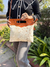 Cowhide Fur Hand Tooled Leather Handbag Sling Bag Carving Bohemian Bags