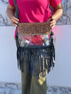 Fringe Transparent Clear Bag Stylish Hand Tooled Carving Leather Purse