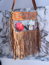 Fringe Transparent Clear Bag Stylish Hand Tooled Carving Leather Purse