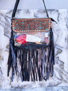 Fringe Transparent Clear Bag Stylish Hand Tooled Carving Leather Purse