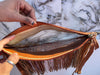Fringe Transparent Clear Bag Stylish Hand Tooled Carving Leather Purse