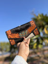 Hand Tooled Carving Leather Wallet Clutch Phone Case Card Stylish Cowhide Fur Wallet
