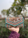 Clutch for Women's Hand Tooled Carving Wallet Clutch Western Stylish Cowhide Fur Wallet