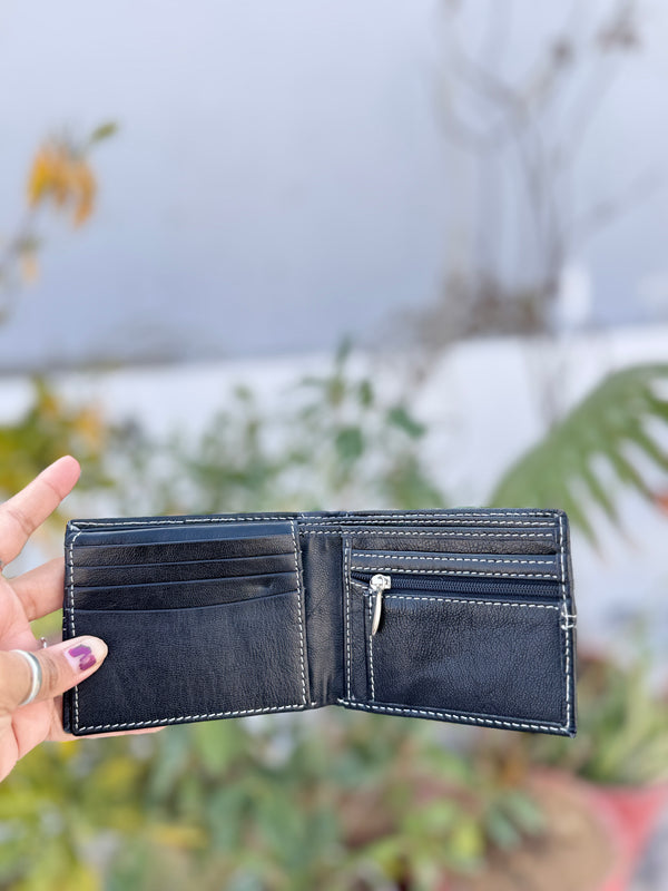 Genuine Leather Credit Card ID Card Holder Bi fold Wallet Business Card Purse Slim Wallet for Men's