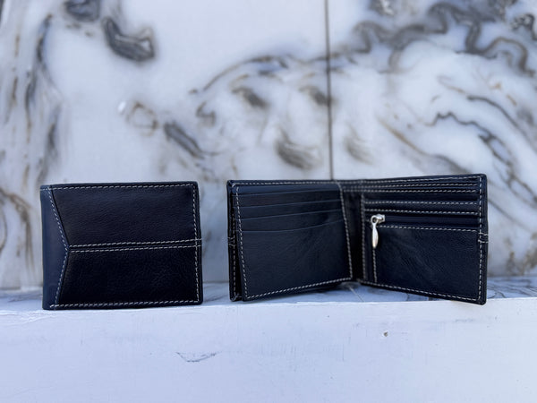 Genuine Leather Credit Card ID Card Holder Bi fold Wallet Business Card Purse Slim Wallet for Men's