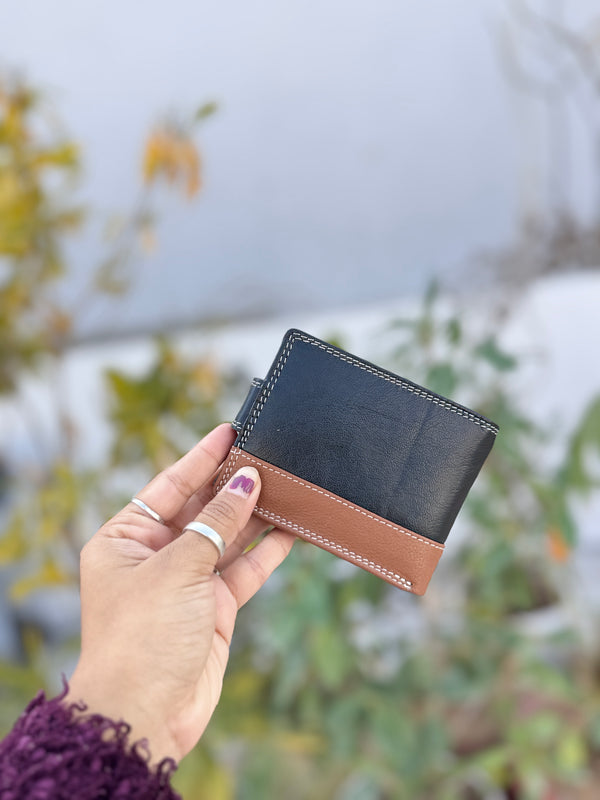 Genuine Leather Credit Card ID Card Holder Bi fold Wallet Business Card Purse Slim Wallet for Men's