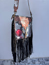 Western Fringe Transparent Clear Bag Stylish Hand Tooled Carving Leather Purse