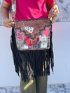 Western Fringe Transparent Clear Bag Stylish Hand Tooled Carving Leather Purse