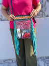 Hand Tooled Carving Leather Fringe Transparent Clear Bag Stylish Purse
