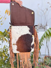 Hand Tooled Leather Handbag Real Cowhide Leather Bag Aztec Saddle Blanket Fringe Bags