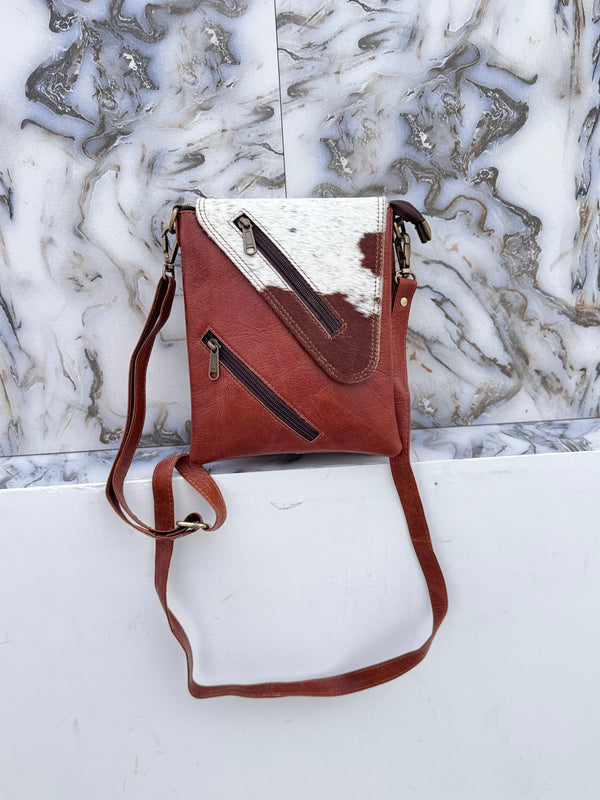 Cowhide Fur Leather Sling Bag Genuine Leather Luxury Bag for Women's Uses