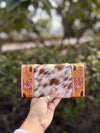 Hand Tooled Clutch Stylish Genuine Leather Cowhide Fur Leather Western Clutches