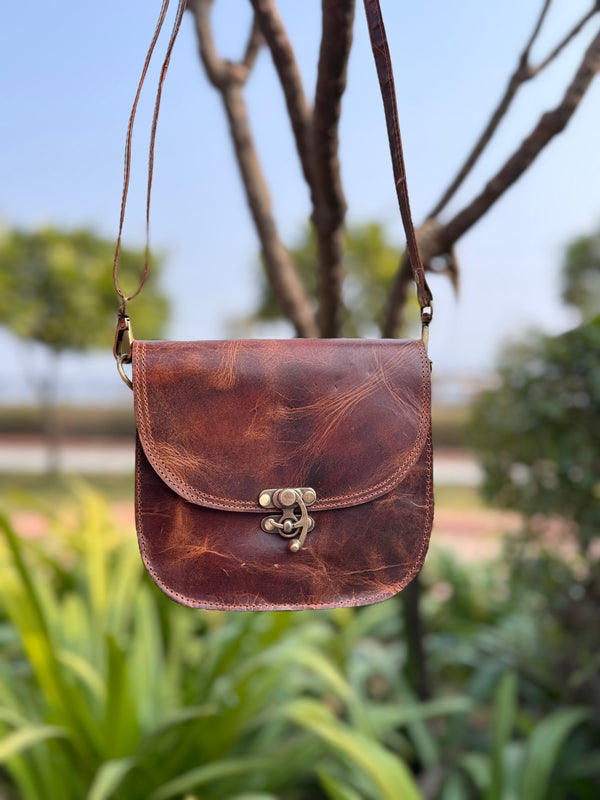 Western Style Genuine Leather Handmade Handbags Shopping Casual Bags for Women's Use