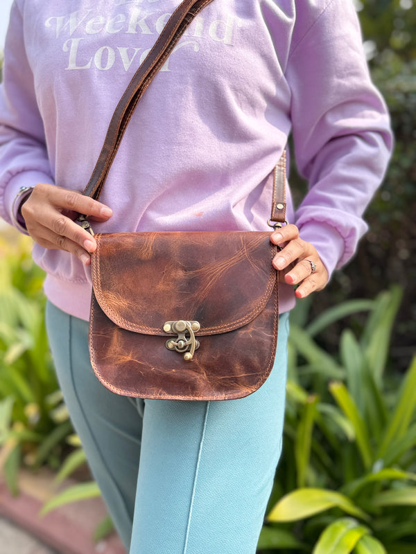 Western Style Genuine Leather Handmade Handbags Shopping Casual Bags for Women's Use