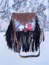 Western Fringe Transparent Clear Bag Stylish Hand Tooled Carving Leather Purse