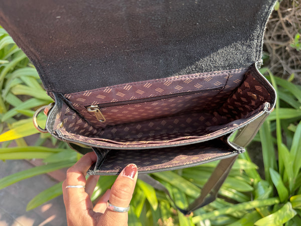 Genuine Leather Handbag Sling Bag Gypsy Boho Cowhide Fur Leather Vintage Handmade Western Style Bag