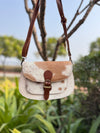 Women's Real Cowhide Fur Leather Western Style Sling Bag Handbag