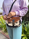 Women's Real Cowhide Fur Leather Western Style Sling Bag Handbag