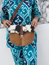 Women's Real Cowhide Fur Leather Western Style New Designer Sling Bag