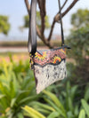 Cowhide Fur Leather Handbag Hand Tooled Carving Leather Sling Bag