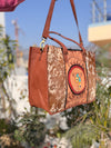 Hand Tooled Carving Leather Tote Bag Stylish Purse Cowhide Fur Leather Bags