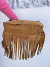 Hair on Hide Fur Fringe Leather Sling Bag Patches Cowhide Fur Handbag